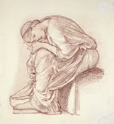 Sitzende Figur einer Frau